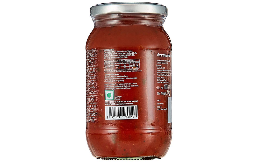 Sangi's Kitchen Arrabbiata Pasta Sauce    Glass Jar  400 grams